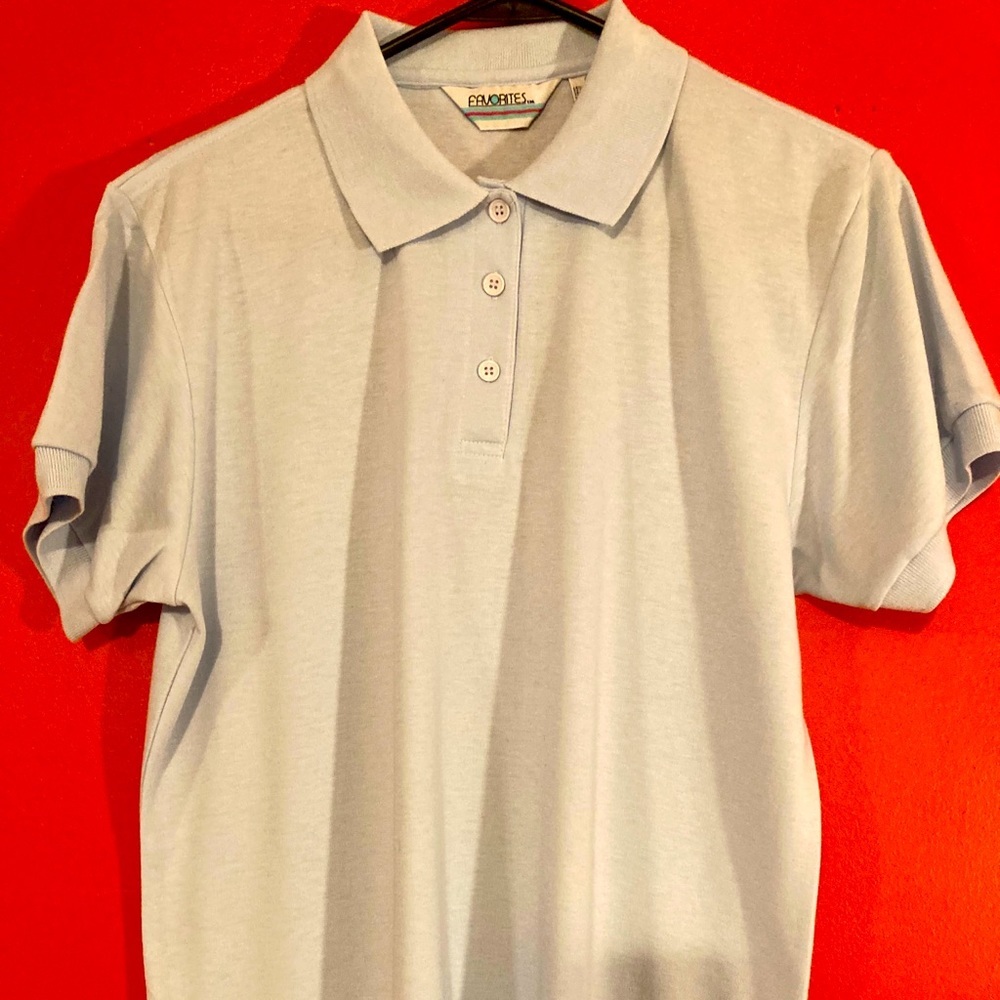 Favorites powder blue ladies polo shirt